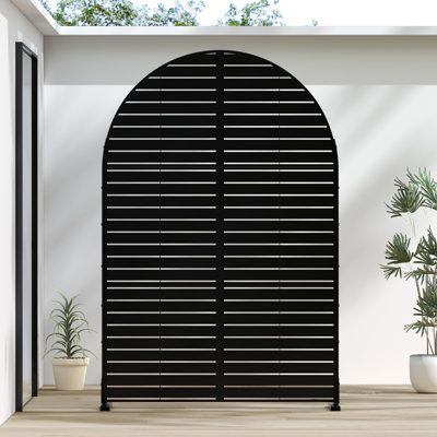 Louvered 72"x47" Arched Metal Outdoor Privacy Screen