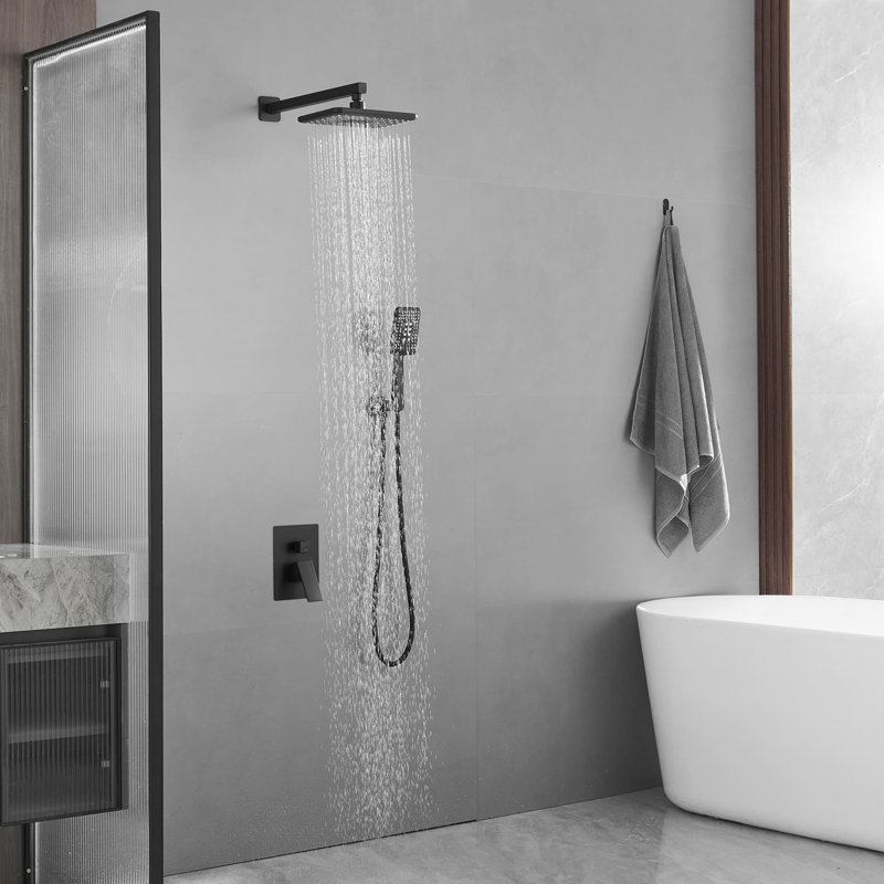 Wall Mounted Shower System With Hand Shower Single Handle Shower Faucet Set Brass Shower Trim Kit With Rough-In Valve