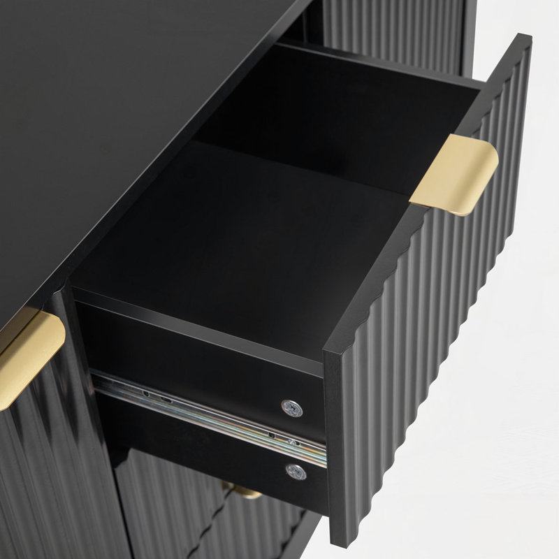 Storage Cabinet with 3 - Drawer 2 - Door, Adjustable Shelves, Black