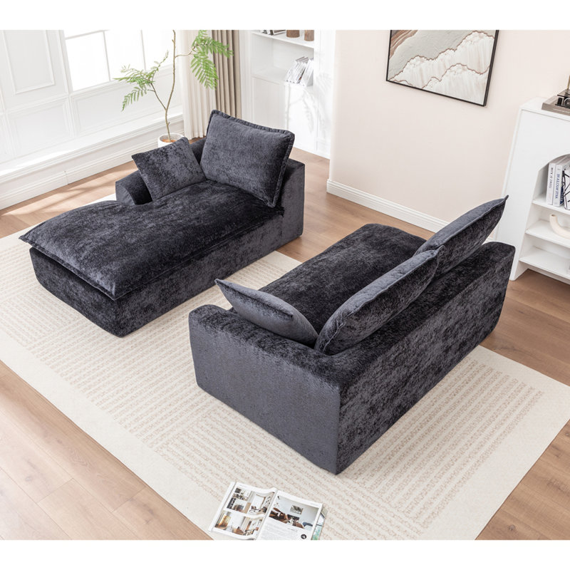 Canapé modulaire 103 po avec méridienne en forme de L, canapé modulaire désossé de grande taille pour salon, sans assemblage requis, canapés à compression