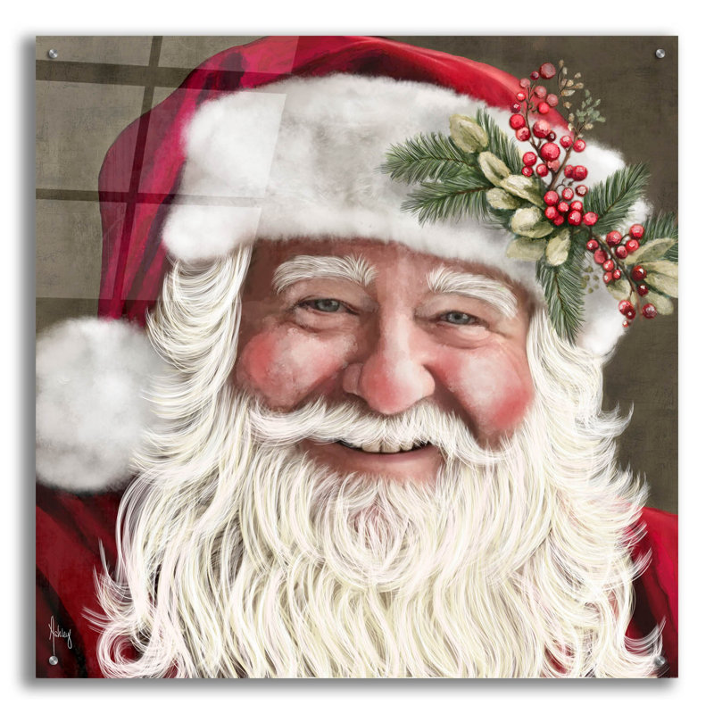 «Santa Claus» par Ashley Bradley, art mural en verre acrylique, H 36 po x l 36 po x P 0,2 po