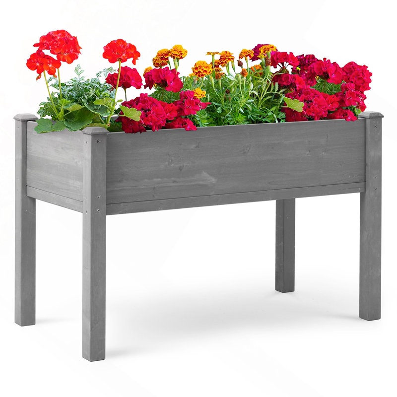 Elevated 40 - Inch Wooden Planter With Four Strong Legs For Outdoor Fruit Vegetable Flower Herb Planting, Rich Brown Finish, 30 Minute Diy Assignment, 20 Wide, 31 Tall Large Leg Structure