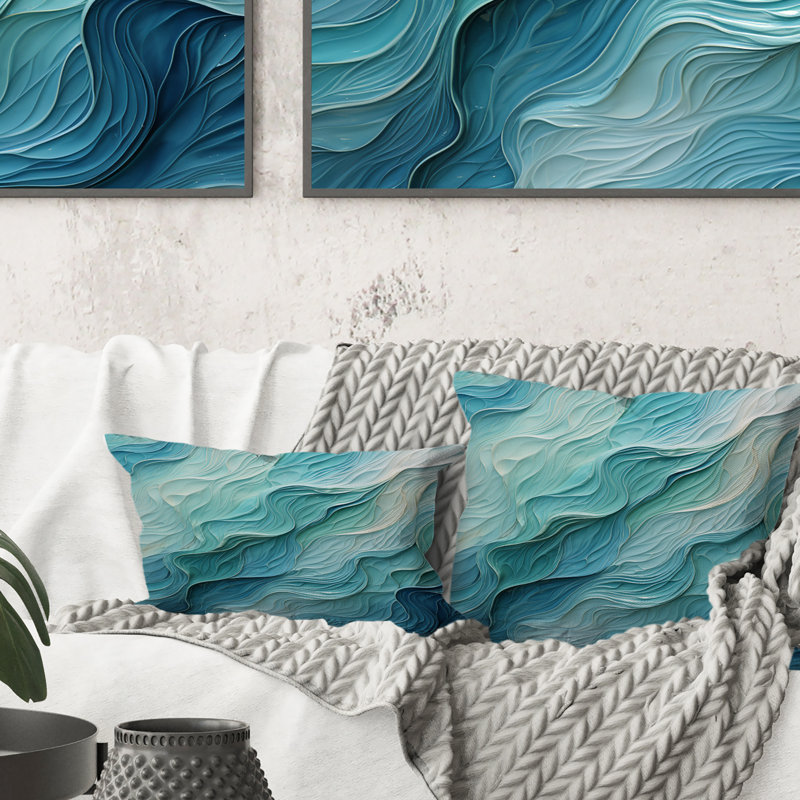 Coussin décoratif bleu turquoise et blanc Serenity Swirl I