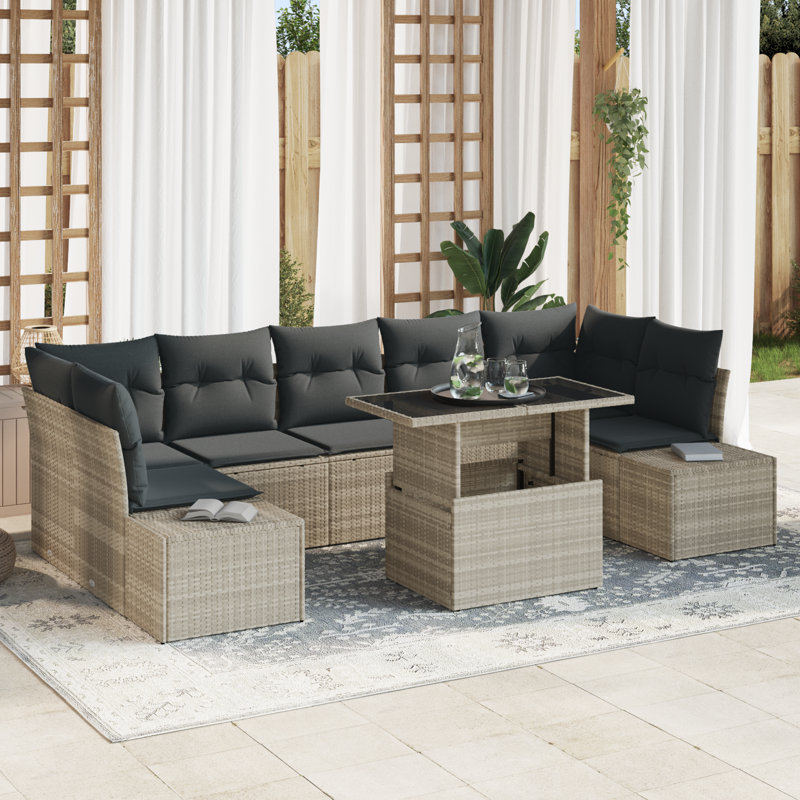 289cm Wide Patio Sofa with Cushions