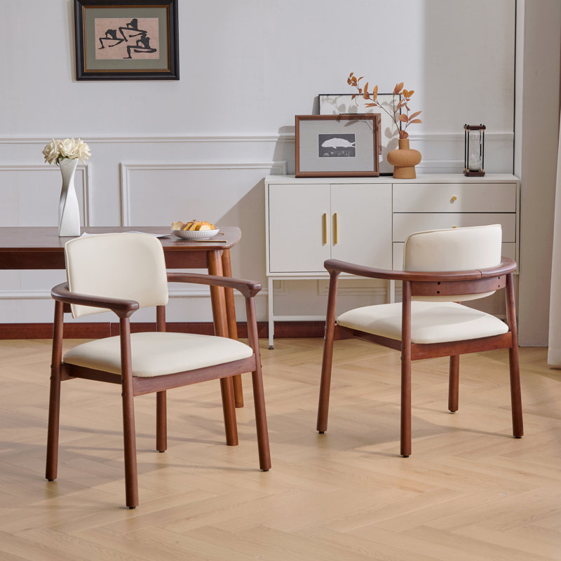 Paquet de 2 chaises de salle à manger, siège en bois d'hévéa robuste et confortable en mousse de polyuréthane