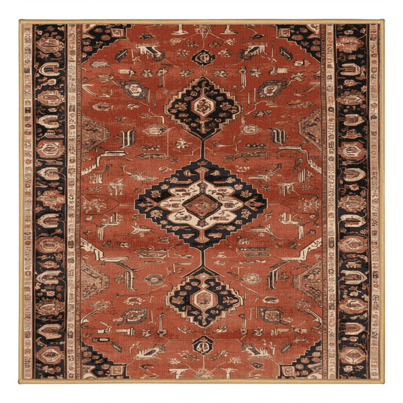 Machine Washable Persian Brown Area Rug, Square 7'
