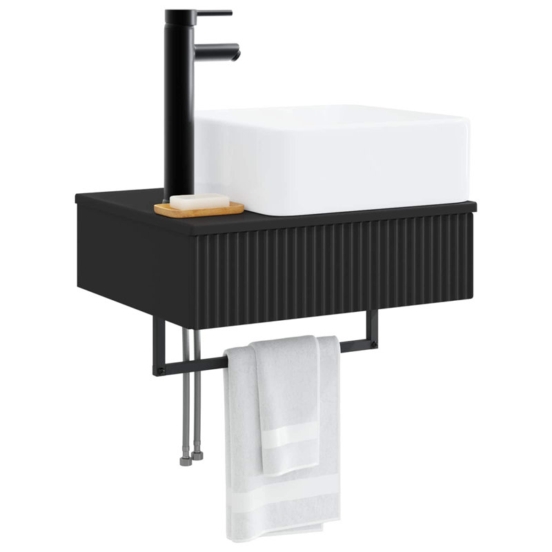 Single Bathroom Vanity with Ceramic Basin, Black