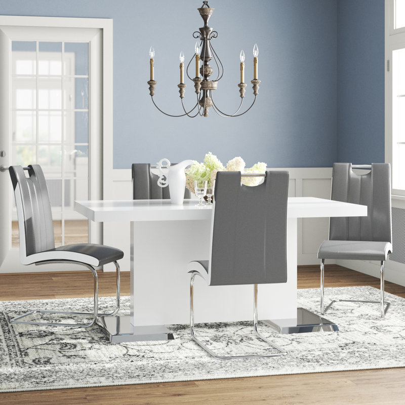 Pettigrew 6 - Person Pedestal Dining Set, Gray