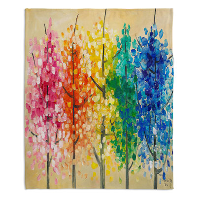 Couverture sherpa doux tree trees iv