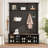 Farmhouse 4-In-1 Hall Tree With 6 Hooks,  Entryway Bench, Shelves, And 16 Open Compartments For Shoes,  Style-1759010773