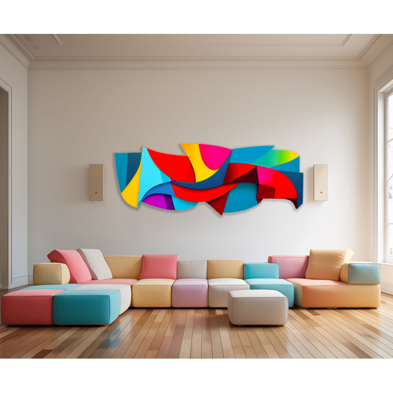 Printed Acrylic Artworks Handmade Wall Decor on Resin, 30" H x 83" W x 1.25" D
