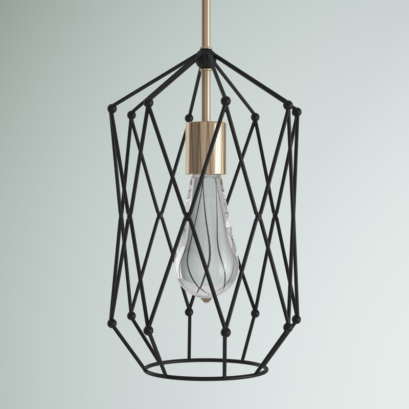 Luminaire suspendu géométrique 1 lumière Meade, Laiton satiné