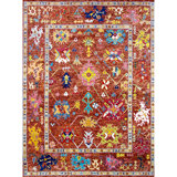 Hand-Knotted High-Quality Red and Red Area Rug