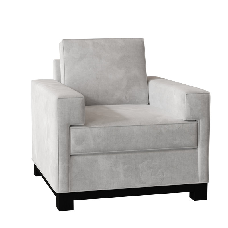 Fauteuil de 38 po de largeur Grace, Noir, Souple, Bella en velours performance blanc