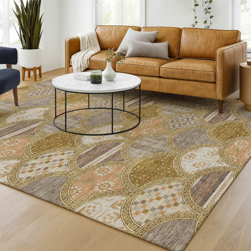 Machine Washable Indoor/Outdoor Chantille ACN2863 Americana Rug, Walnut, 3' x 5'