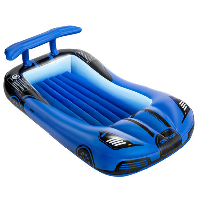 Toddler Air Mattress, Built-In Pump, Raised Safety Bumpers, Auto Inflate, Carrying Case, 330 lb Capacity, Blue