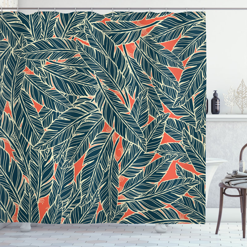 Dakota Fields Feather Shower Curtain Modern 34020, 70'' H x 69'' W