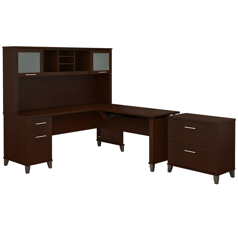 Magomed Piece Standing Desk Office Set, Mocha Cherry