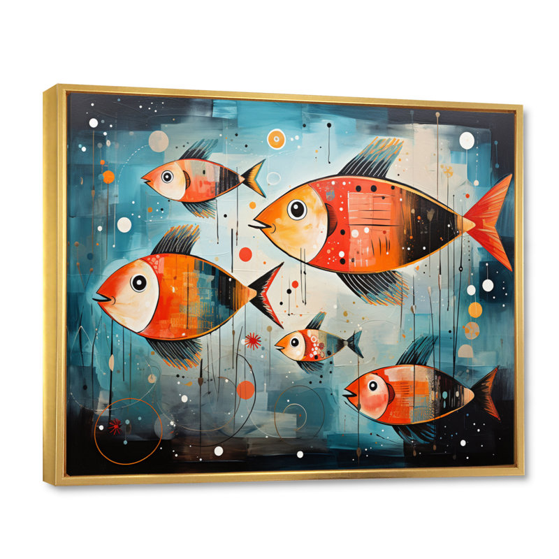 " Minimalism Fish Collages II ", H 24 po x l 32 po x P 1 po, Cadre flottant doré