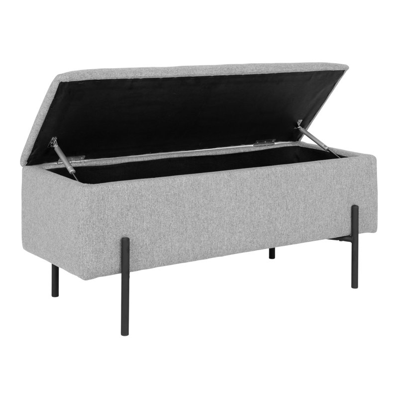 Larina Polyester Upholstered Storage Bench, Light Grey