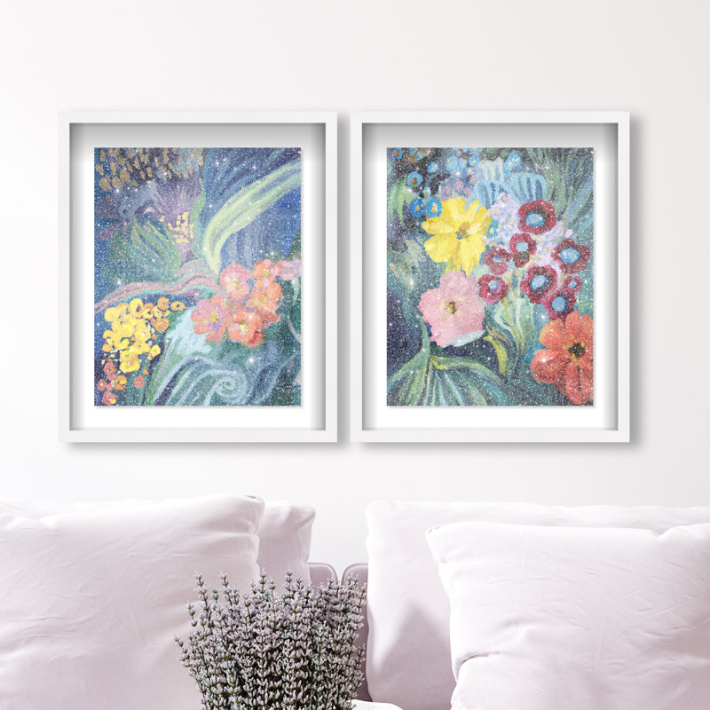 Spring Motion Set Shadowbox Abstract Print by Oliver Gal, Black Frame, 16 x 20, 43"H x 35"W, White Shadowbox