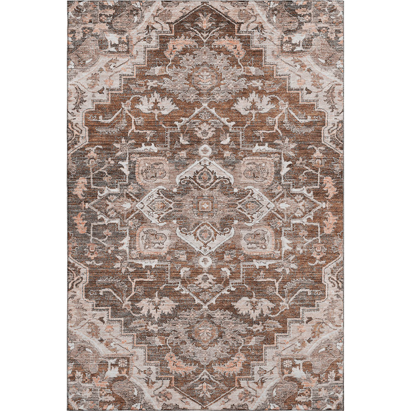 Tapis terre cuite lavable à la machine Premium Prisco, Rectangle 10 pi x 14 pi