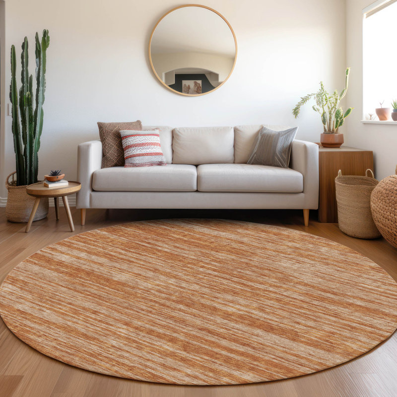 Premium Machine Washable Prisco Copper Rug, Round 8'