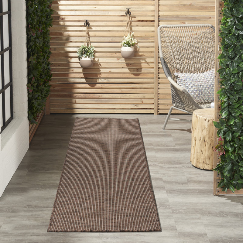 Lillehammer Solid Indoor/Outdoor Area Rug, Runner 2'2" x 10', Brown