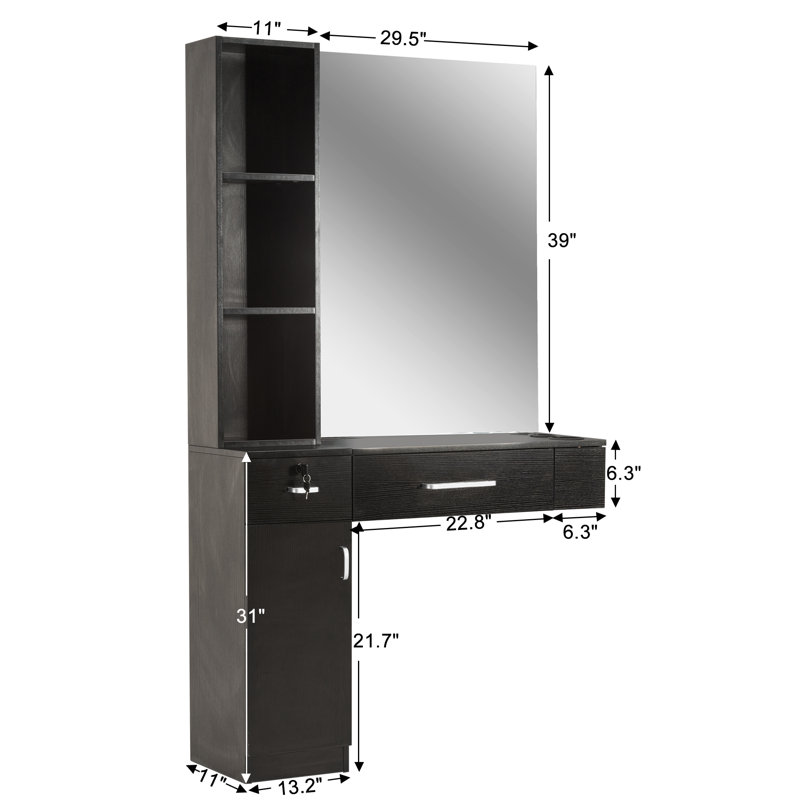 Meuble-lavabo mural avec miroir Bowlin, Noir