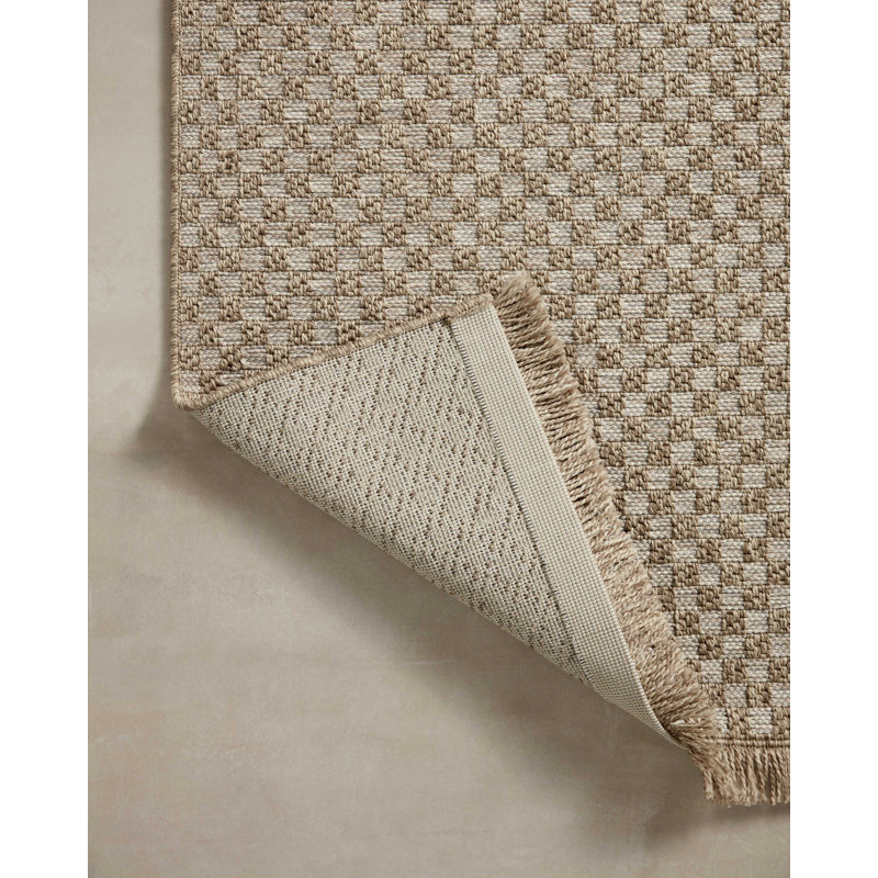 Dawn Natural Geometric 18" Square Indoor/Outdoor Rug
