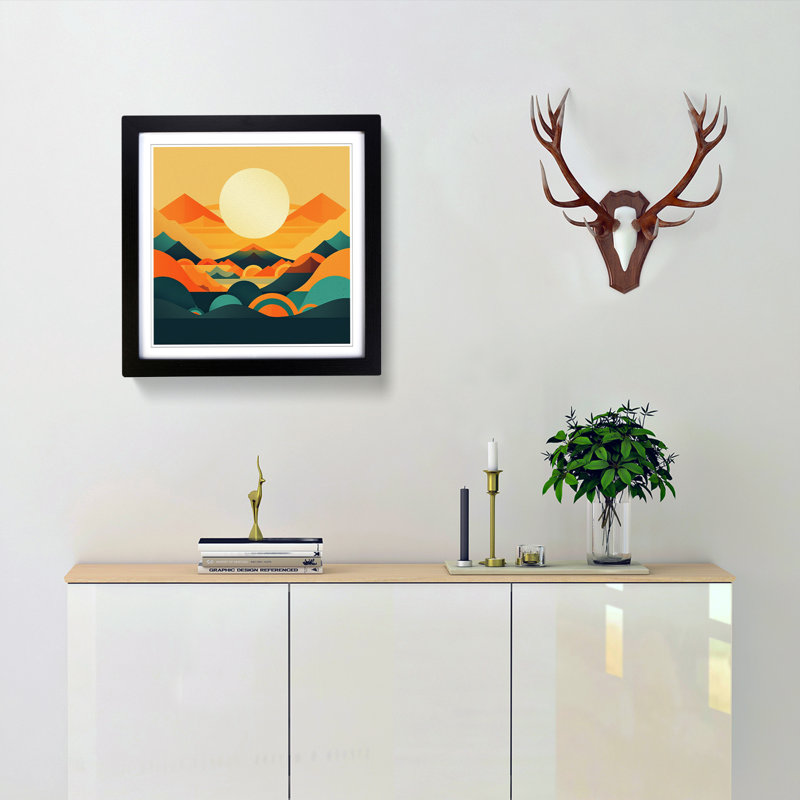 Sunrise Mid-Century - Framed Print, Black