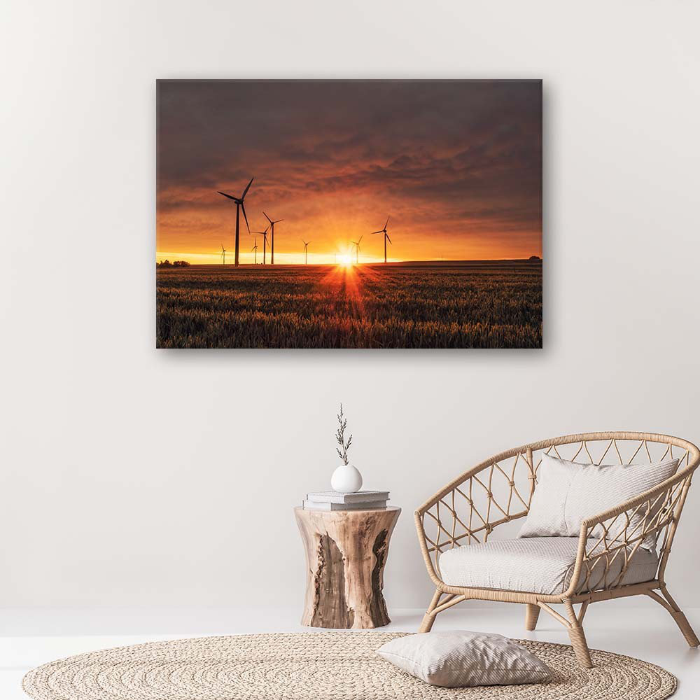 Leinwandbild Windmills Sunset