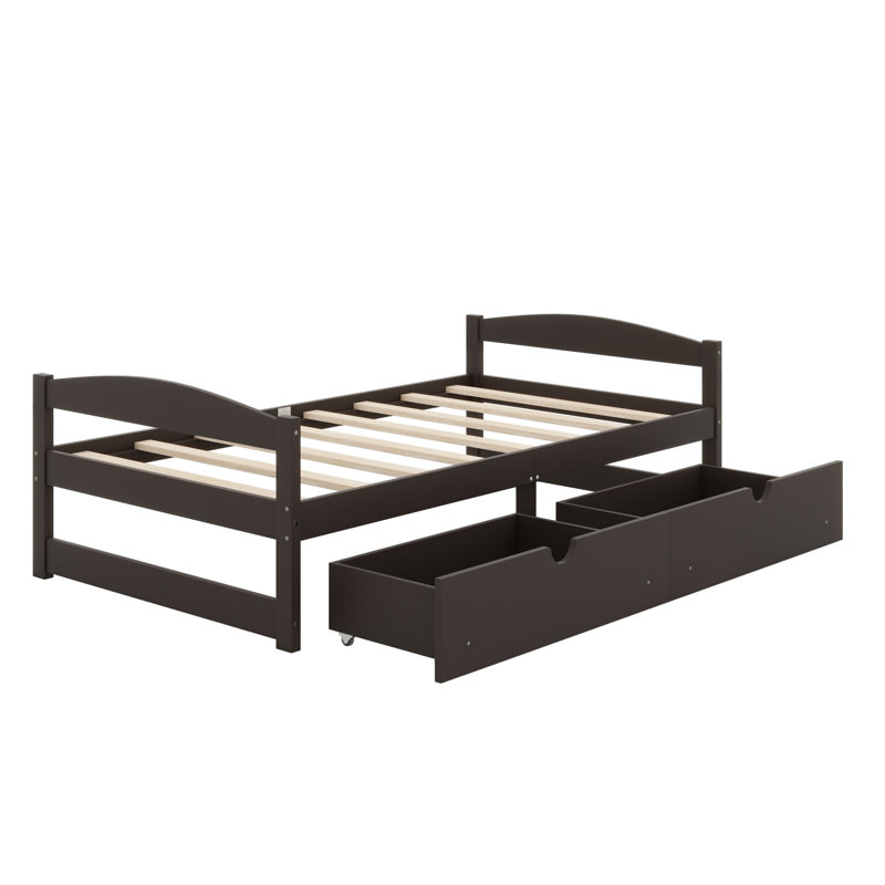 Lit plateforme avec tiroirs, Espresso