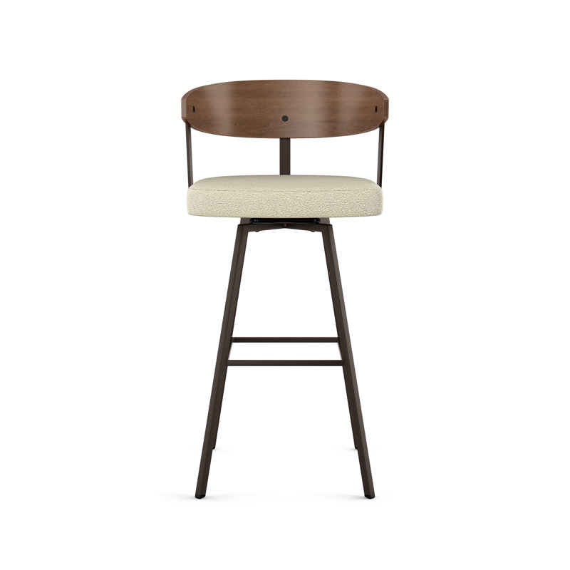 Tabouret de bar et de comptoir pivotant avec dossier en bois Amir, Tabouret de comptoir (siège d'une hauteur de 25,2