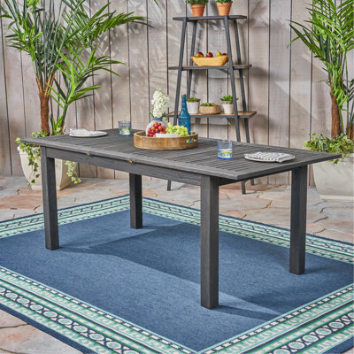 Table de salle à manger d'extérieur extensible en bois d'acacia, gris foncé
