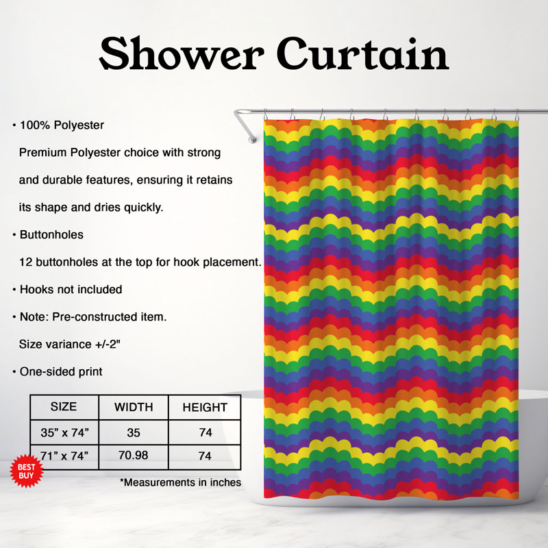 Arc Art - Rideau de douche Premium, H 74 po x l 71 po