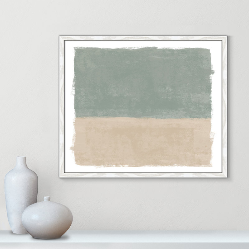 «Sage and Sand I - Landscape Version Print» par Natalie Carpentieri, L 25,5 po x H 21,5 po, Grain de bois blanc