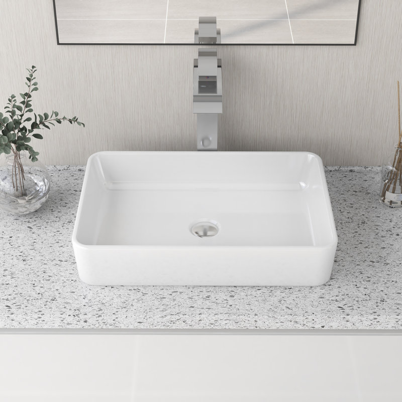 DeerValley 505mm x 340mm Ceramic Rectangular Countertop Basin Bathroom Sink, White