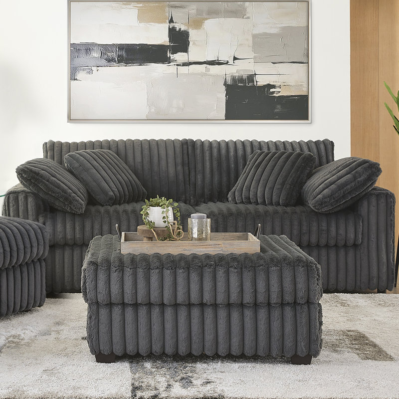 Repose-pieds rectangulaire 38 po, gris anthracite Mondo, Gris anthracite