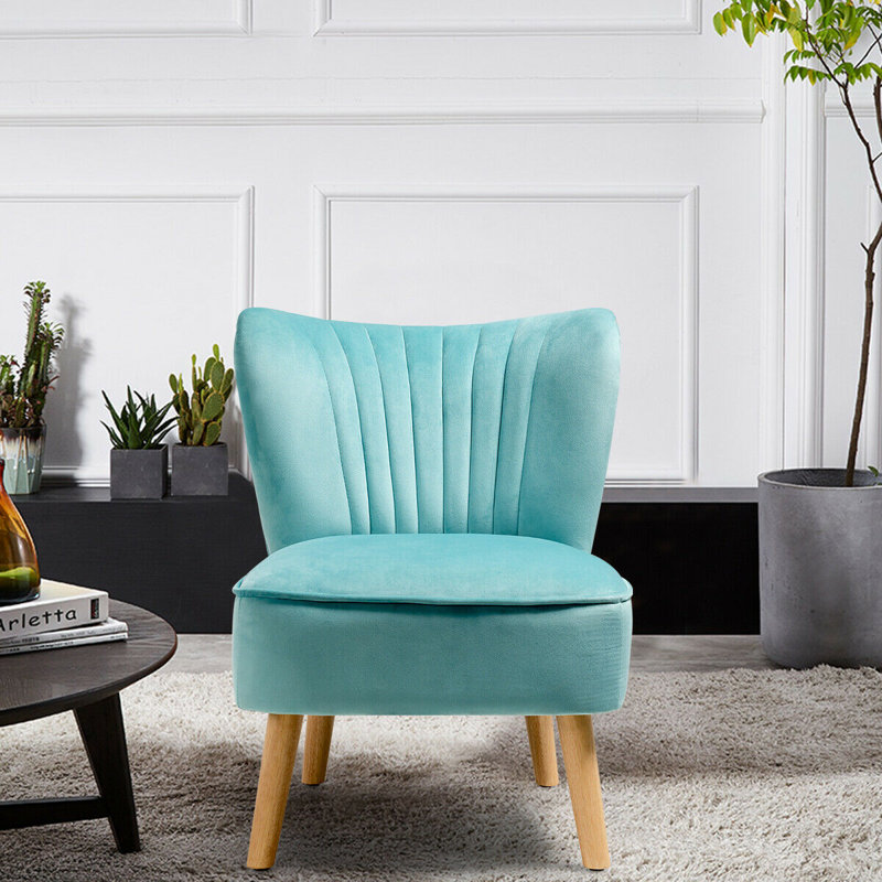 Tintah Velvet Slipper Chair, Green
