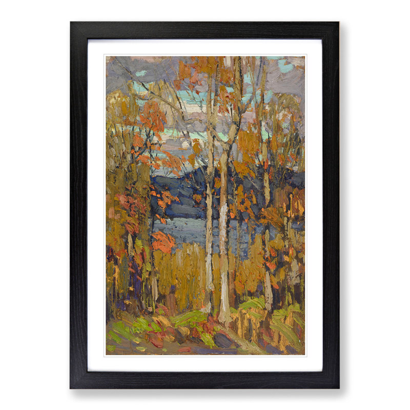 Algonquin in October by Tom Thomson - Picture Frame Painting on MDF, 36cm H x 27cm W x 2cm D, Black