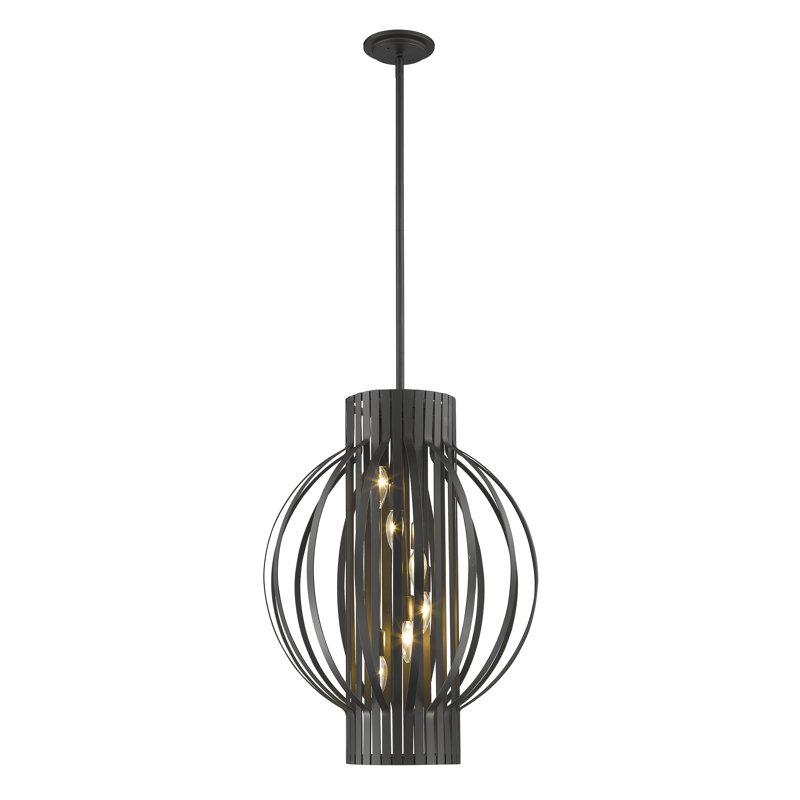 Trevion 6 - Light Steel Dimmable Globe Chandelier, Bronze