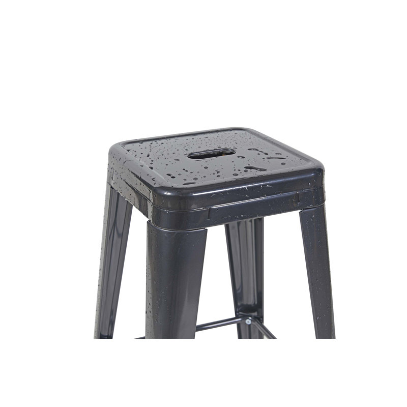 Ensemble de tabourets de bar en métal sans dossier avec assemblage sans outil et conception peu encombrante, Gris, 4
