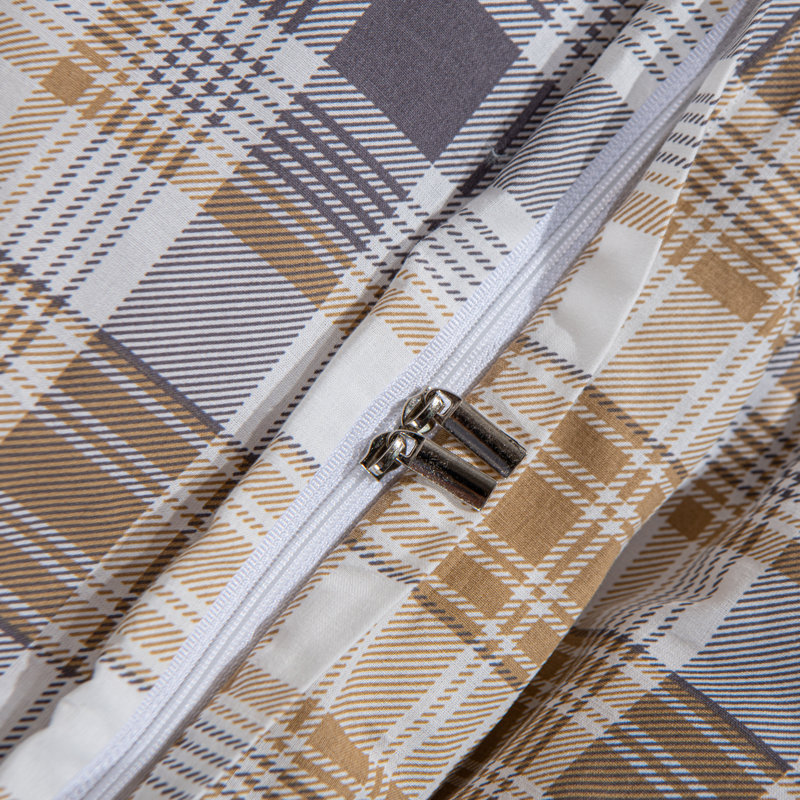 Ensemble de housse de couette 3 pièces, housse d'édredon en coton lavé avec fermeture à glissière, damier - NTBAY, Grand