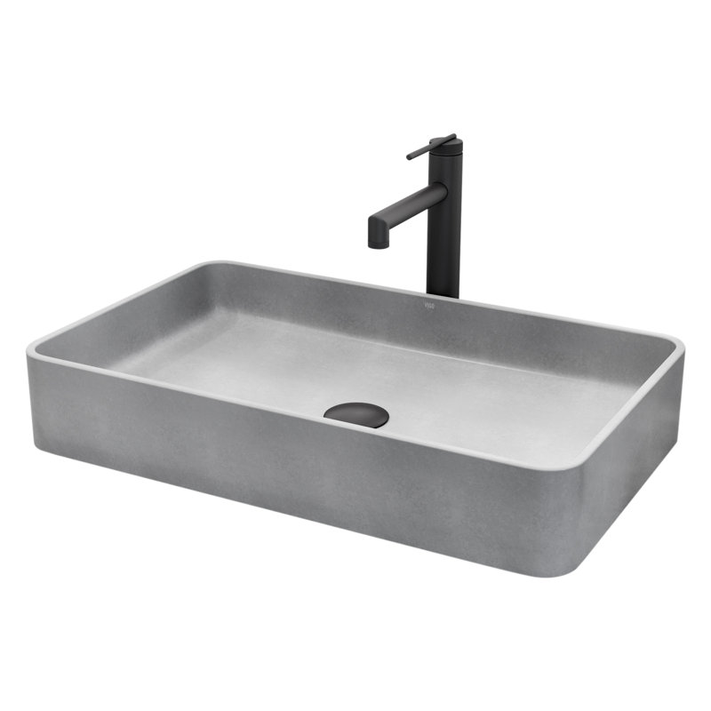 Lavabo de salle de bain vasque rectangulaire en béton avec robinet H 11 po L 23 po x l 14 po x H 4 po Basilica Gothic