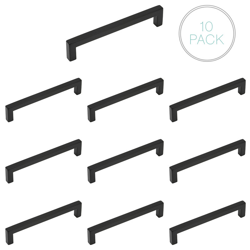 Square 5 1/16" Center Bar Pull Multipack, Matte Black