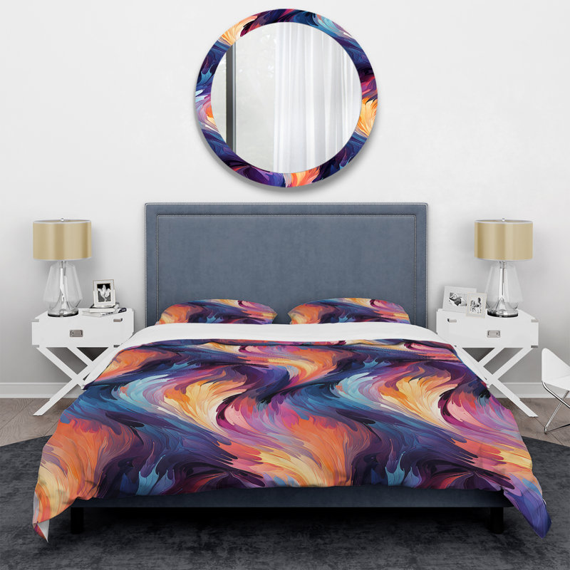 Ensemble de housse de couette Colorful Mystic Ikat Fusion, Housse de couette pour grand lit et 2 taies décor
