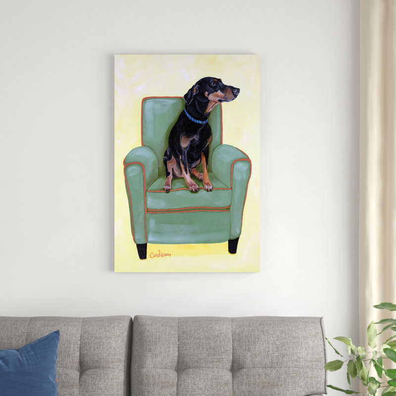 Dobie sur fond vert, H 36 po x l 24 po x P 1,25 po