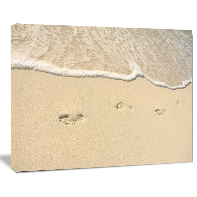 Footprints in Sand on the Beach Photographic Print on Wrapped Canvas, 30" H x 40" W x 1" D