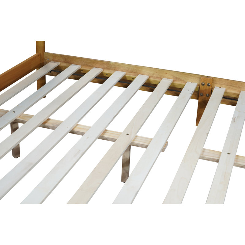Grand lit en bois d'hévéa massif avec tête de lit tapissier Boucle, rehaussé de pieds de soutien, blanc hêtre